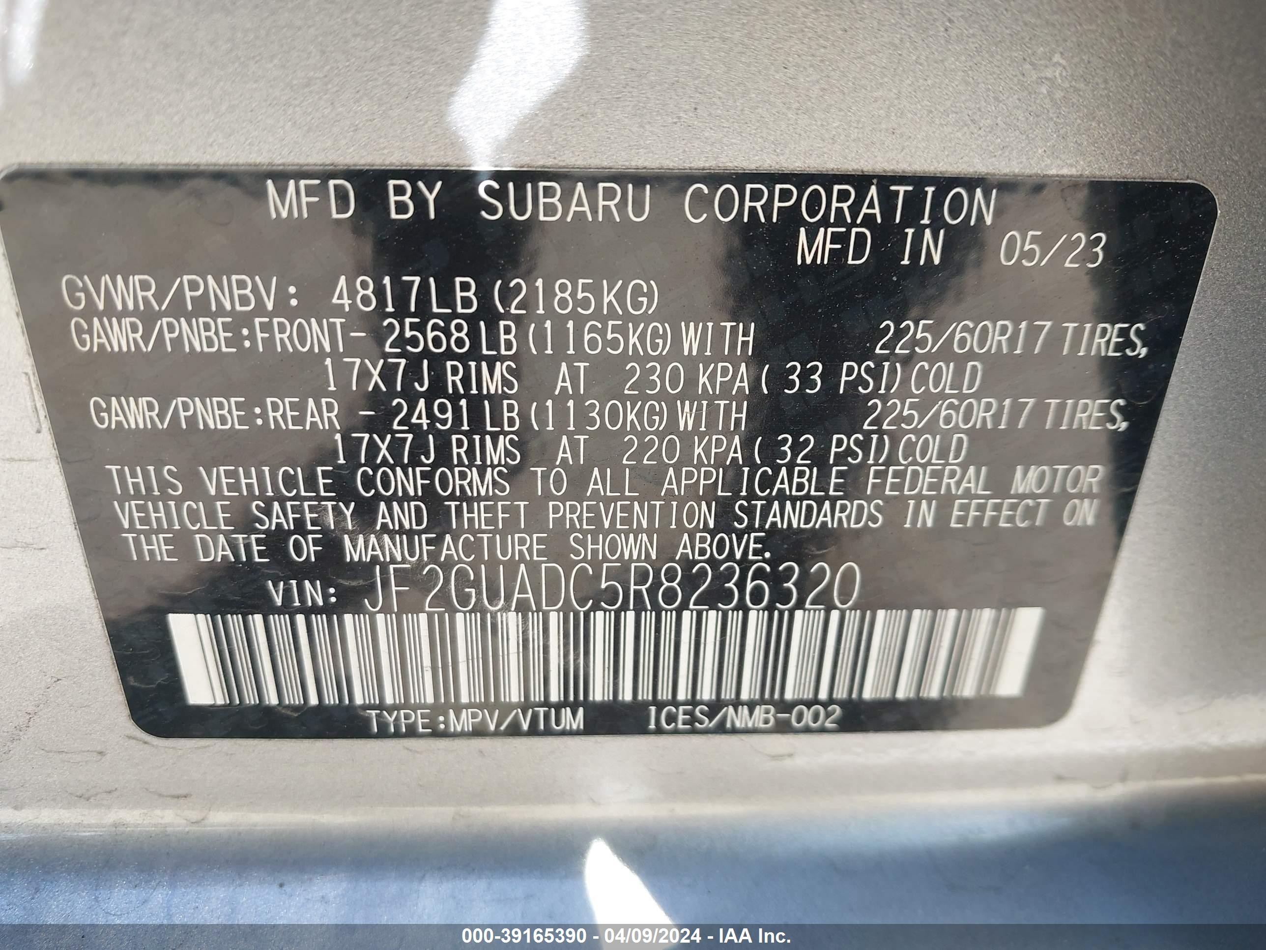 Photo 8 VIN: JF2GUADC5R8236320 - SUBARU CROSSTREK 