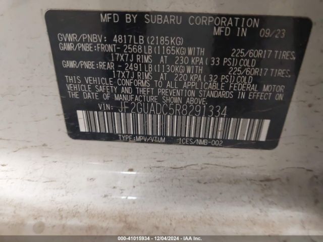 Photo 8 VIN: JF2GUADC5R8291334 - SUBARU CROSSTREK 