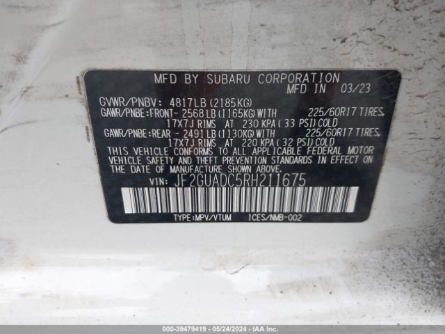 Photo 8 VIN: JF2GUADC5RH211675 - SUBARU CROSSTREK 