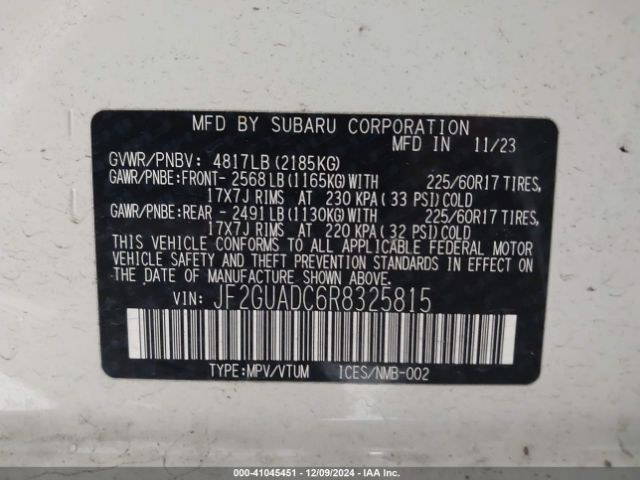 Photo 8 VIN: JF2GUADC6R8325815 - SUBARU CROSSTREK 