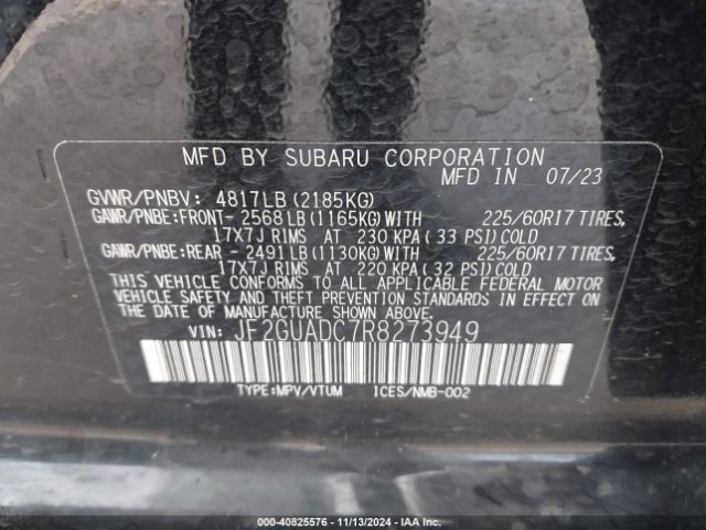 Photo 8 VIN: JF2GUADC7R8273949 - SUBARU CROSSTREK 