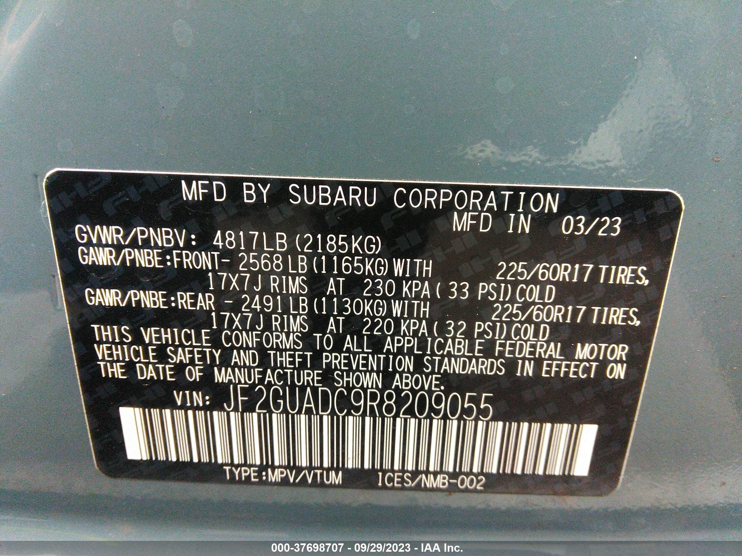 Photo 8 VIN: JF2GUADC9R8209055 - SUBARU CROSSTREK 