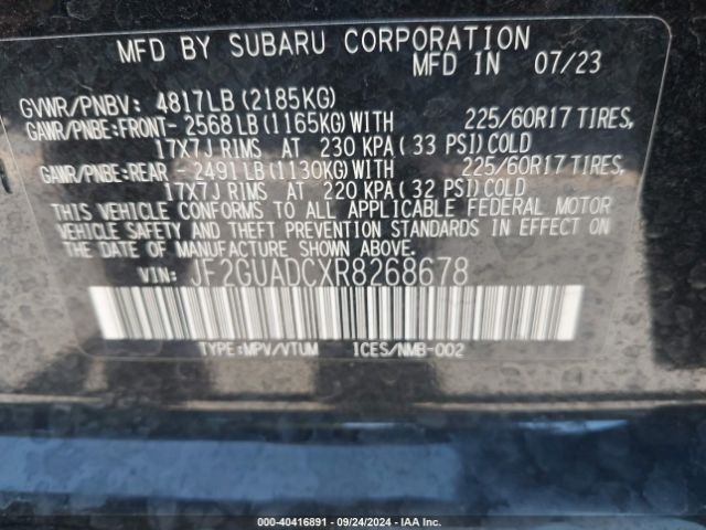 Photo 8 VIN: JF2GUADCXR8268678 - SUBARU CROSSTREK 