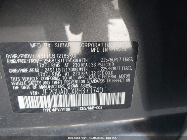 Photo 8 VIN: JF2GUADCXRH373740 - SUBARU CROSSTREK 