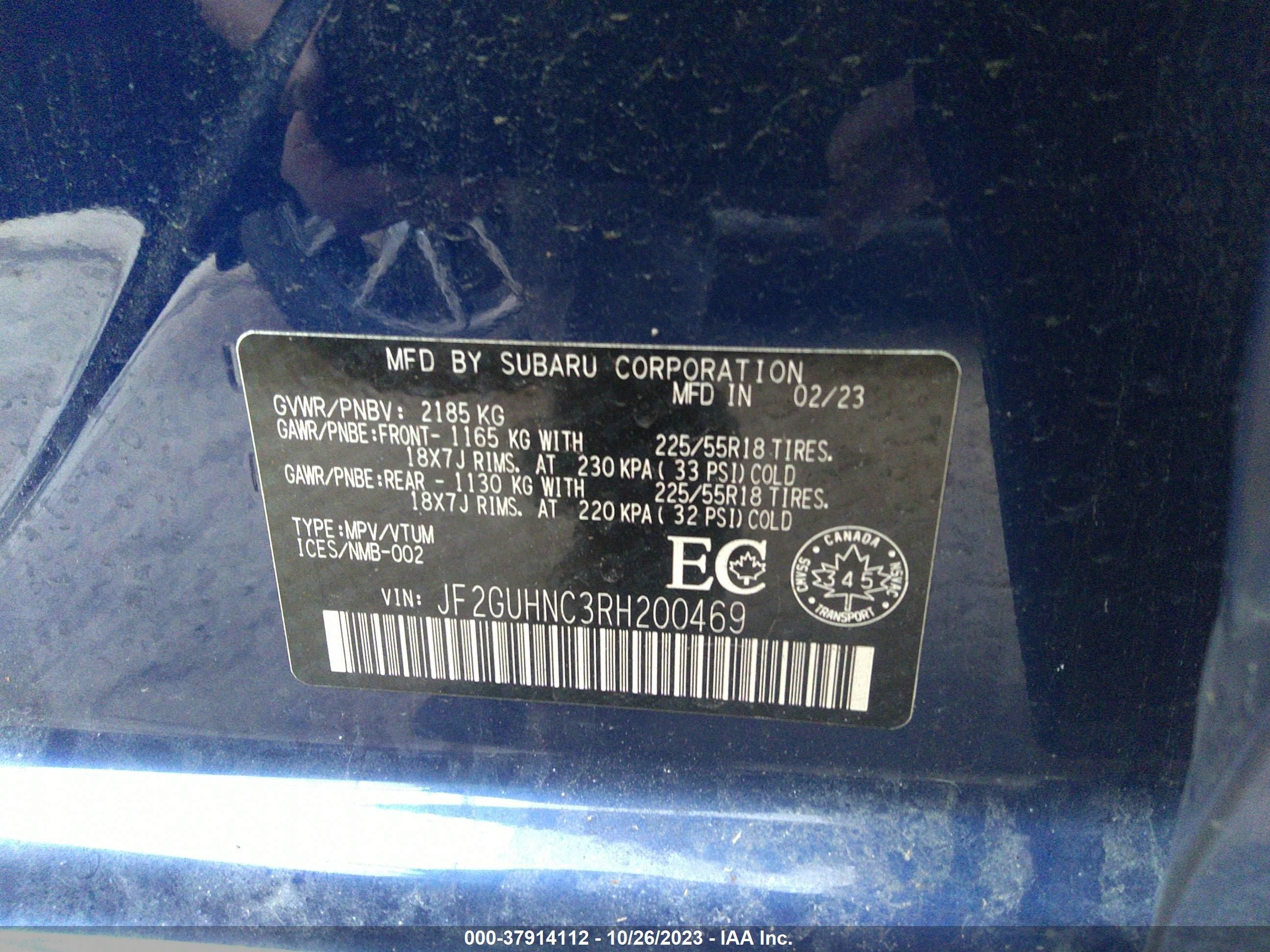 Photo 8 VIN: JF2GUHNC3RH200469 - SUBARU CROSSTREK 