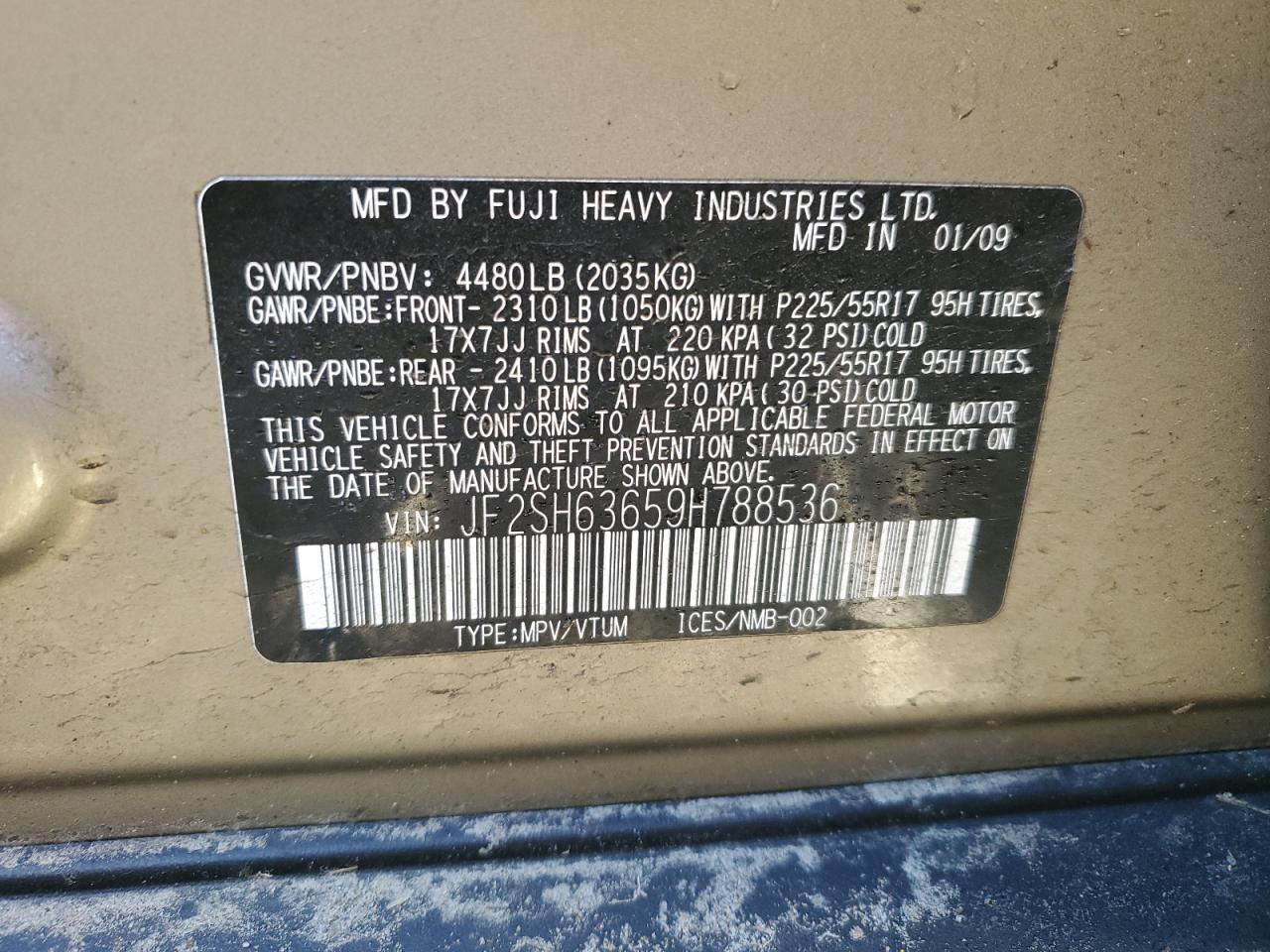 Photo 12 VIN: JF2SH63659H788536 - SUBARU FORESTER 