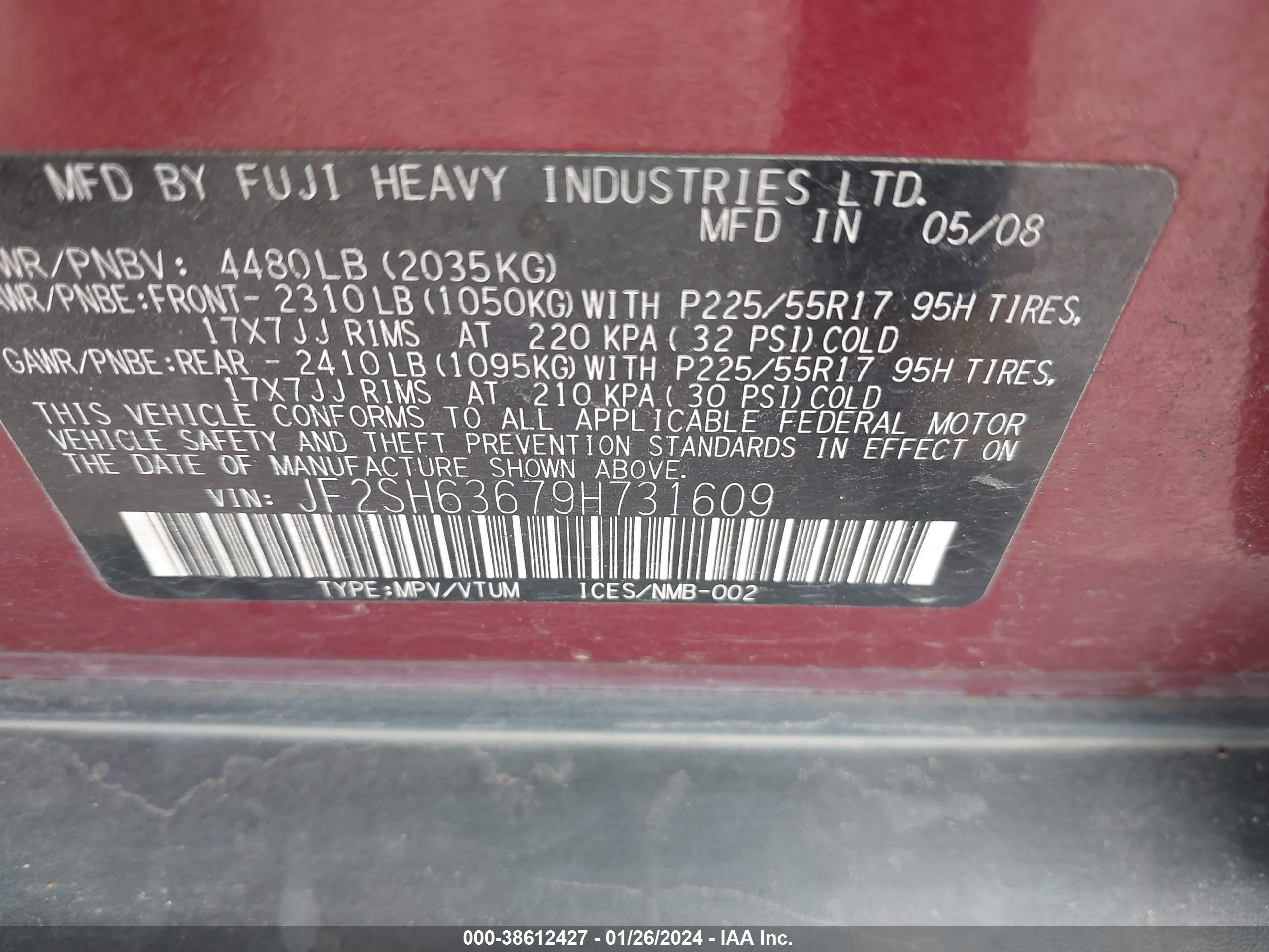 Photo 8 VIN: JF2SH63679H731609 - SUBARU FORESTER 