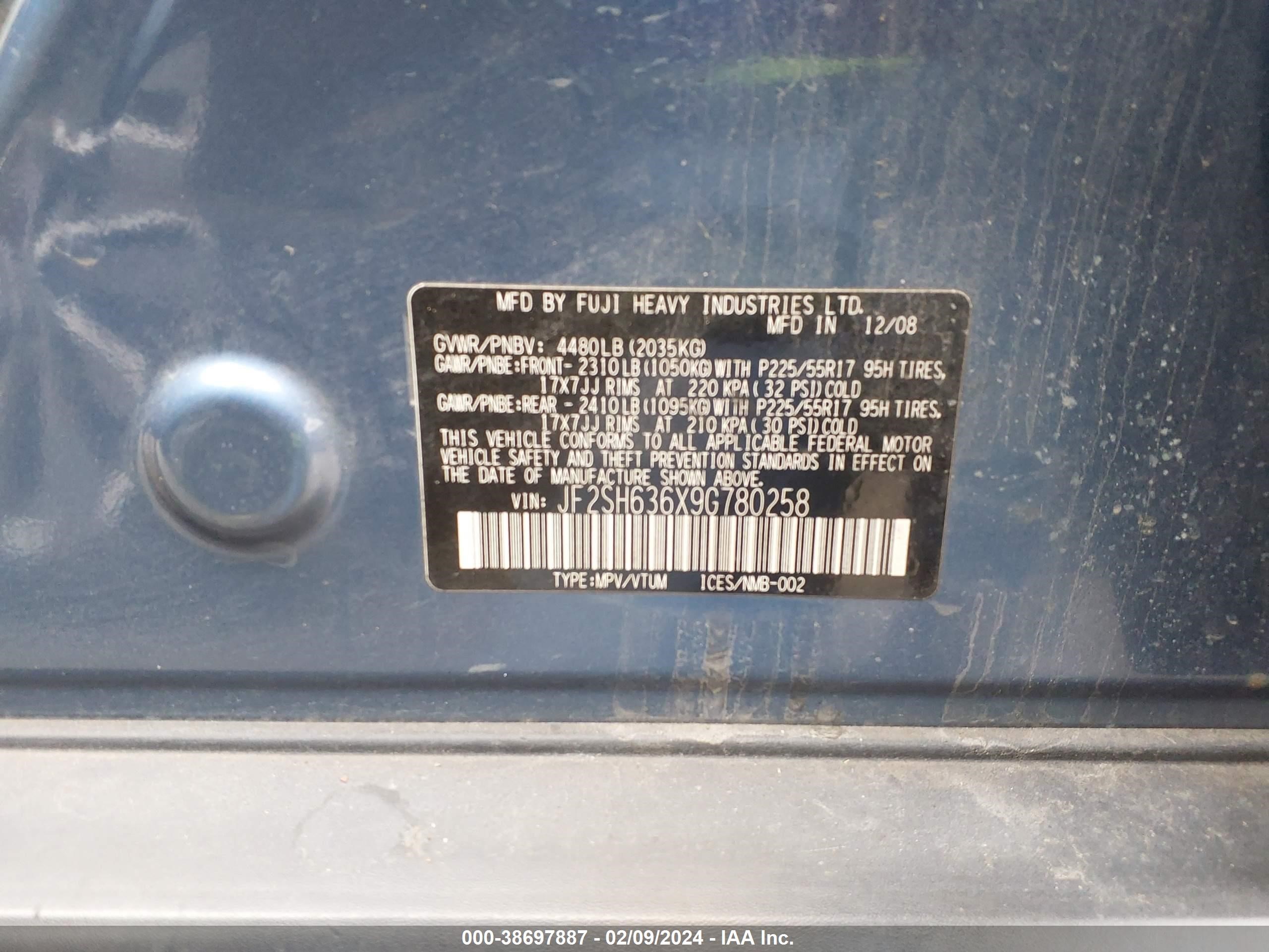 Photo 8 VIN: JF2SH636X9G780258 - SUBARU FORESTER 