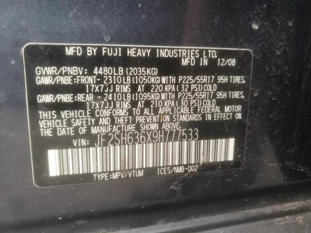 Photo 12 VIN: JF2SH636X9H777533 - SUBARU FORESTER 2 