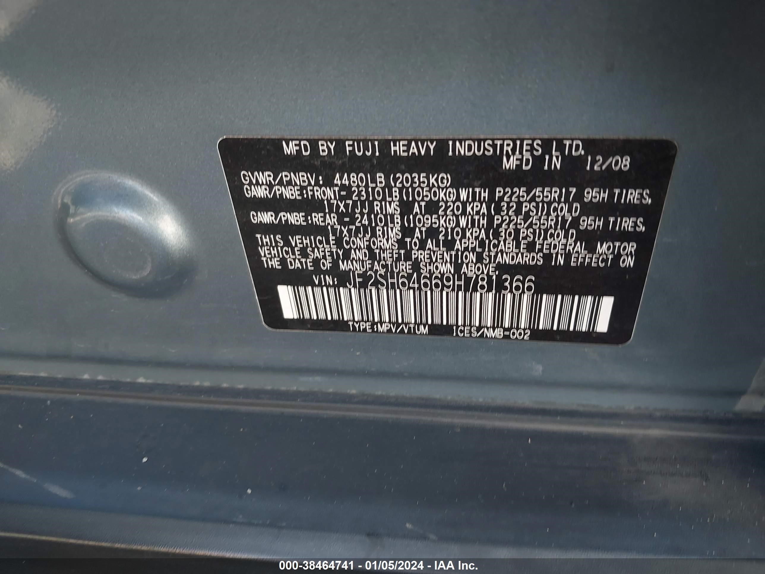 Photo 8 VIN: JF2SH64669H781366 - SUBARU FORESTER 