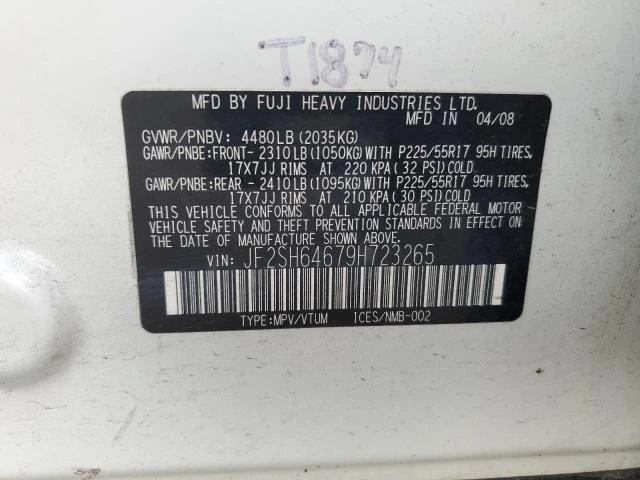 Photo 12 VIN: JF2SH64679H723265 - SUBARU FORESTER 2 