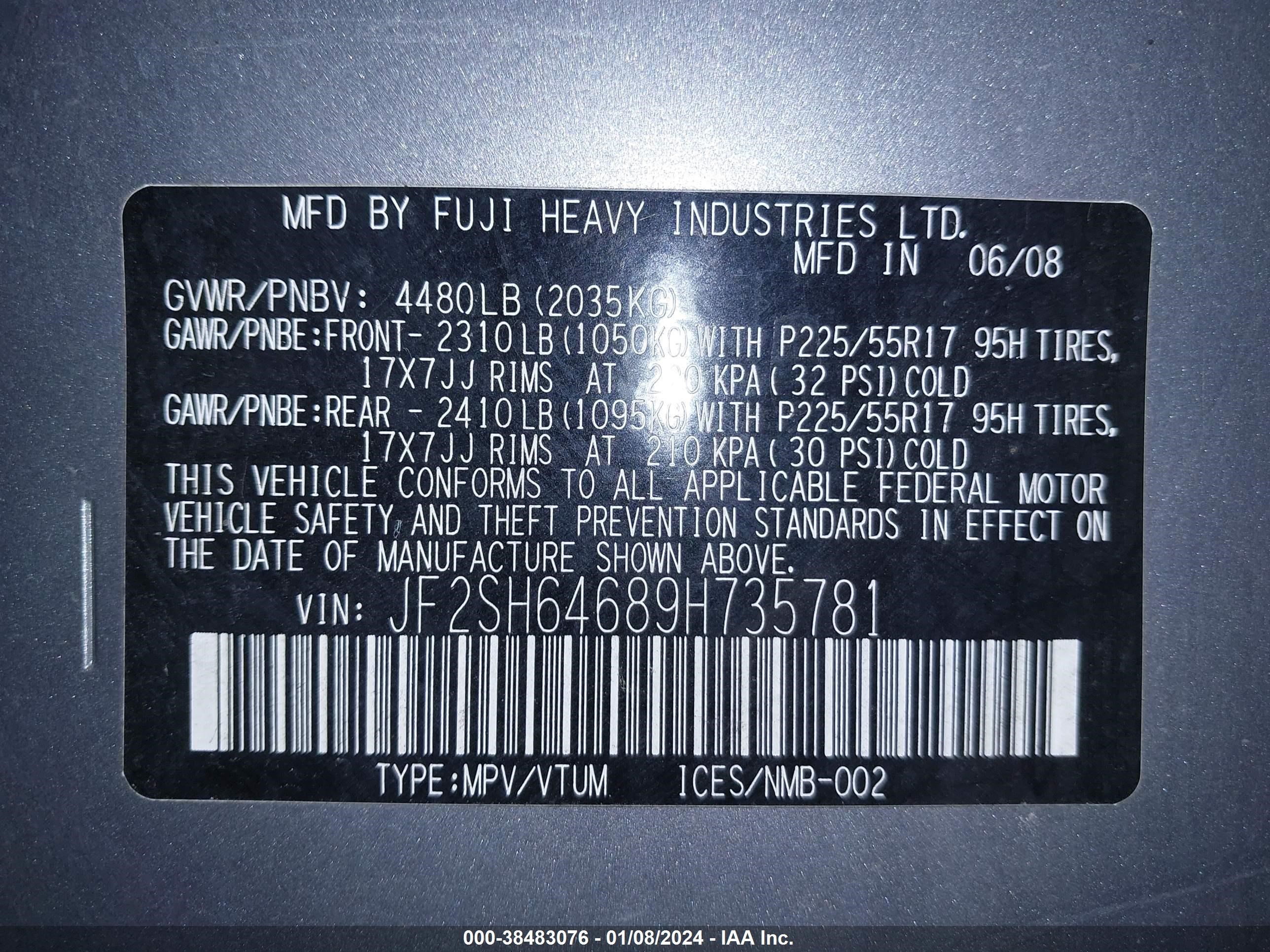 Photo 8 VIN: JF2SH64689H735781 - SUBARU FORESTER 