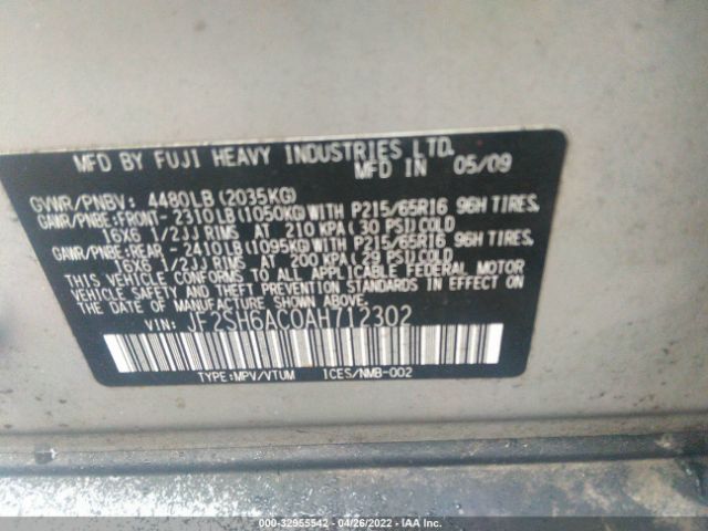 Photo 8 VIN: JF2SH6AC0AH712302 - SUBARU FORESTER 