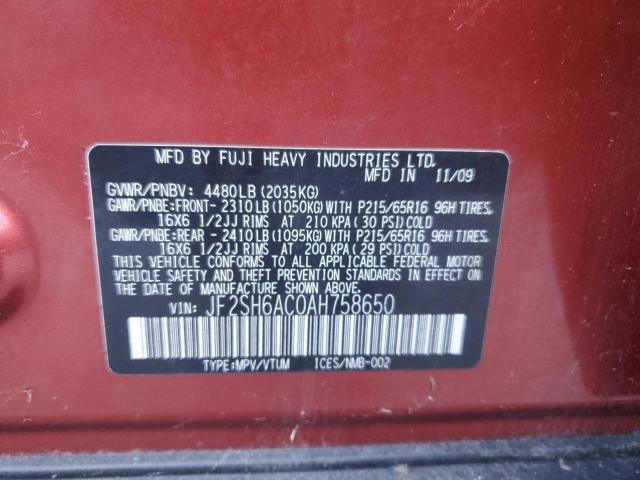 Photo 12 VIN: JF2SH6AC0AH758650 - SUBARU FORESTER 2 