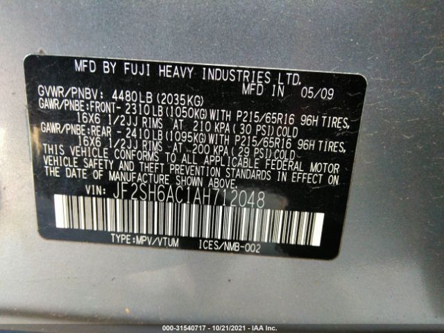 Photo 8 VIN: JF2SH6AC1AH712048 - SUBARU FORESTER 