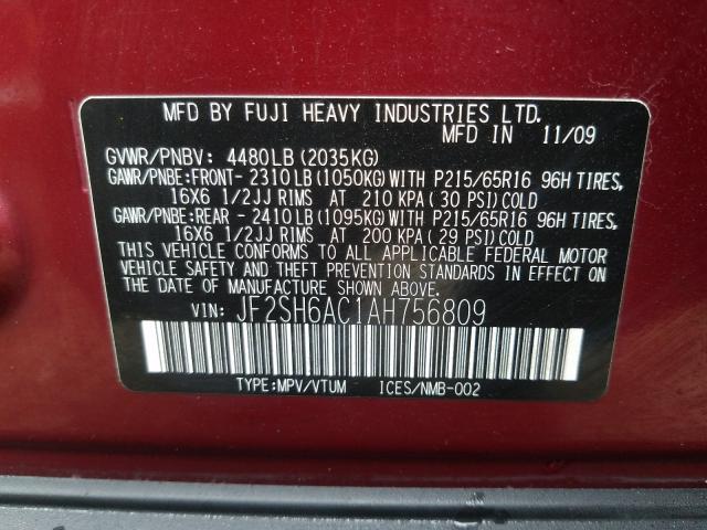 Photo 9 VIN: JF2SH6AC1AH756809 - SUBARU FORESTER 2 