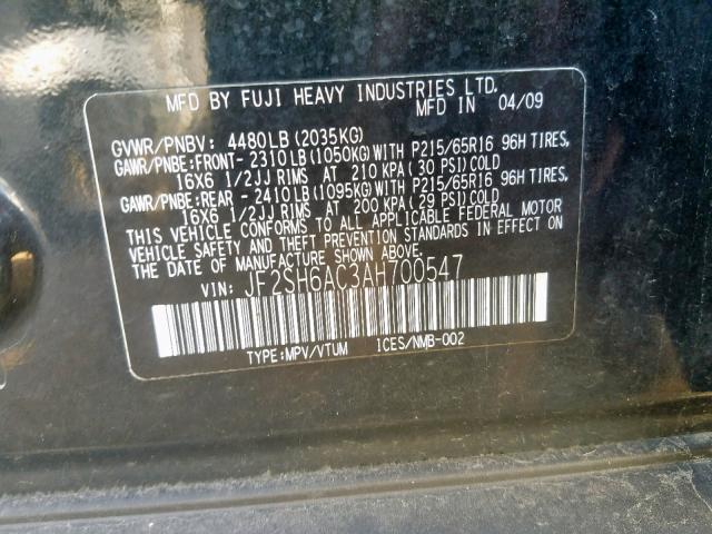 Photo 9 VIN: JF2SH6AC3AH700547 - SUBARU FORESTER 