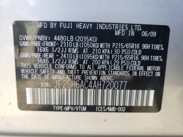 Photo 9 VIN: JF2SH6AC4AH720077 - SUBARU FORESTER 2 