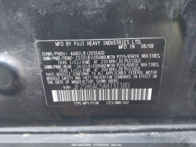 Photo 8 VIN: JF2SH6AC5AH731380 - SUBARU FORESTER 