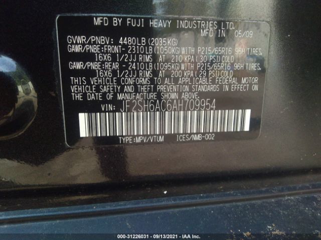 Photo 8 VIN: JF2SH6AC6AH709954 - SUBARU FORESTER 