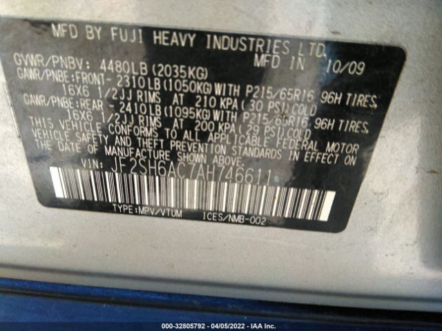 Photo 8 VIN: JF2SH6AC7AH746611 - SUBARU FORESTER 