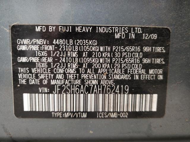 Photo 9 VIN: JF2SH6AC7AH762419 - SUBARU FORESTER 2 