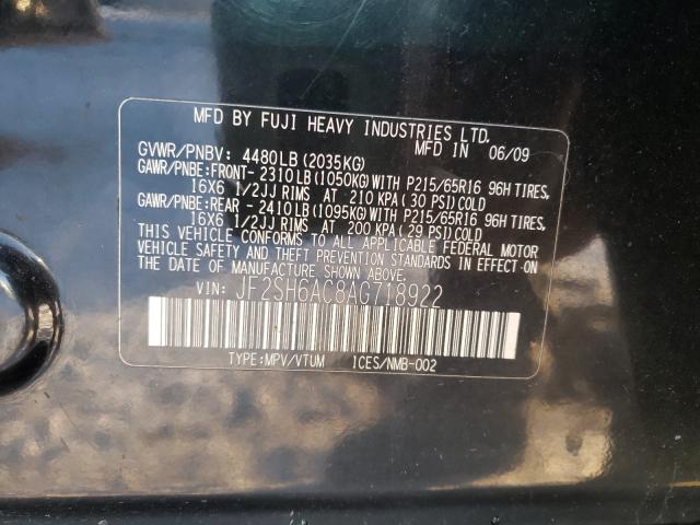 Photo 9 VIN: JF2SH6AC8AG718922 - SUBARU FORESTER 2 