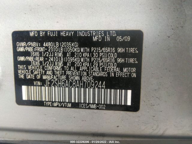 Photo 8 VIN: JF2SH6AC8AH709244 - SUBARU FORESTER 