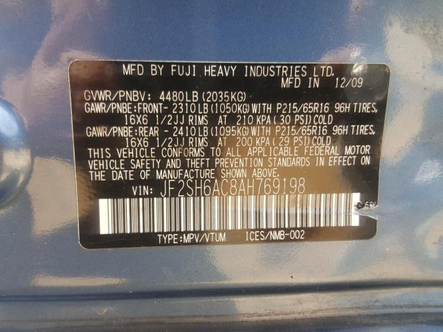 Photo 9 VIN: JF2SH6AC8AH769198 - SUBARU FORESTER 2 