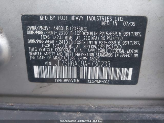 Photo 8 VIN: JF2SH6AC9AH730233 - SUBARU FORESTER 