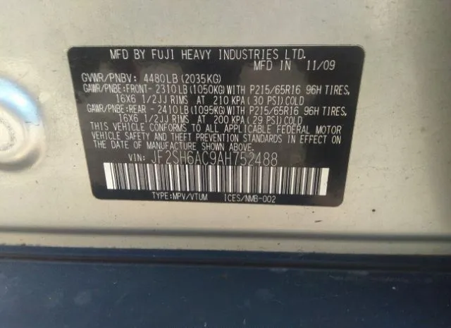 Photo 8 VIN: JF2SH6AC9AH752488 - SUBARU FORESTER 