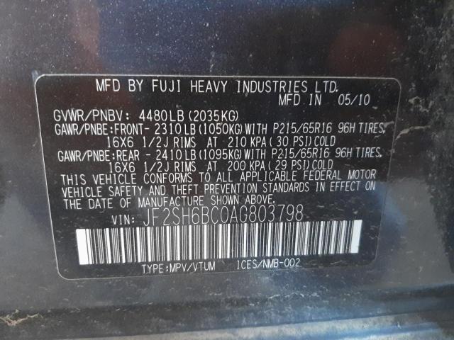 Photo 12 VIN: JF2SH6BC0AG803798 - SUBARU FORESTER X 