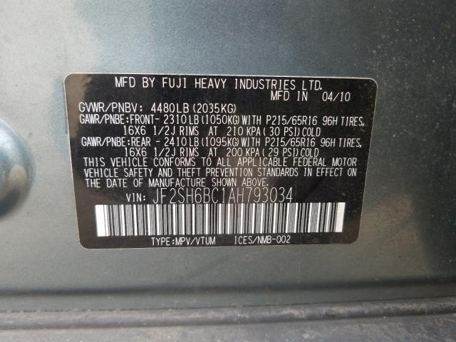 Photo 9 VIN: JF2SH6BC1AH793034 - SUBARU FORESTER 