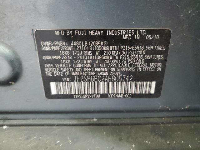 Photo 12 VIN: JF2SH6BC2AH805742 - SUBARU FORESTER X 