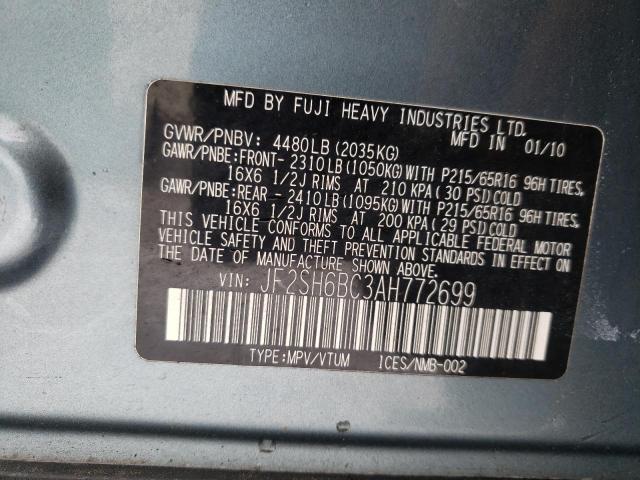 Photo 9 VIN: JF2SH6BC3AH772699 - SUBARU FORESTER X 