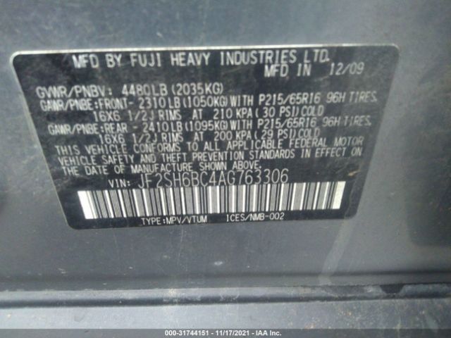 Photo 8 VIN: JF2SH6BC4AG763306 - SUBARU FORESTER 