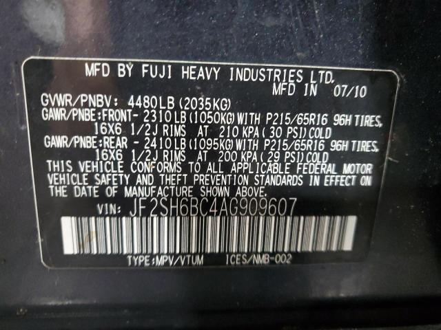 Photo 11 VIN: JF2SH6BC4AG909607 - SUBARU FORESTER X 