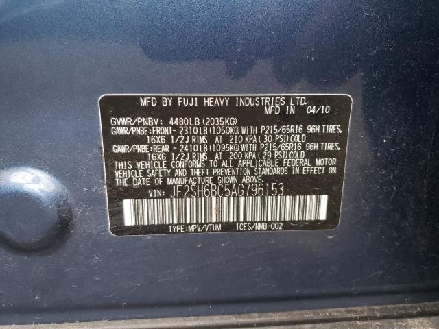 Photo 9 VIN: JF2SH6BC5AG796153 - SUBARU FORESTER X 