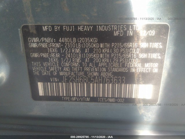 Photo 8 VIN: JF2SH6BC5AH763633 - SUBARU FORESTER 