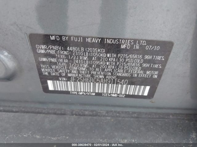 Photo 8 VIN: JF2SH6BC5AH911540 - SUBARU FORESTER 