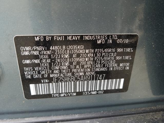 Photo 9 VIN: JF2SH6BC5AH911747 - SUBARU FORESTER X 