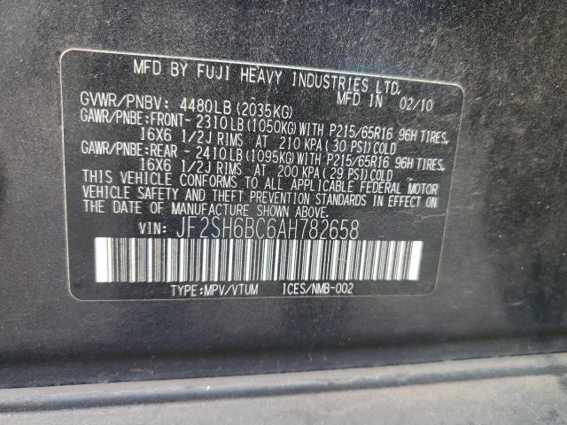 Photo 11 VIN: JF2SH6BC6AH782658 - SUBARU FORESTER X 