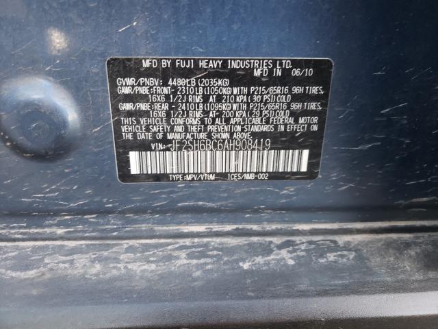 Photo 9 VIN: JF2SH6BC6AH908419 - SUBARU FORESTER X 