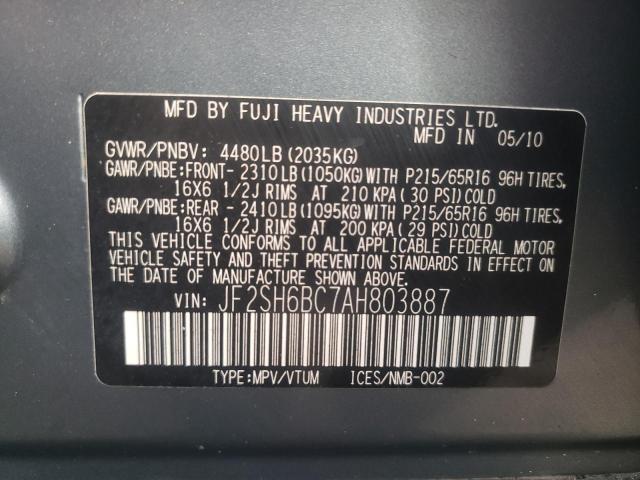 Photo 12 VIN: JF2SH6BC7AH803887 - SUBARU FORESTER X 