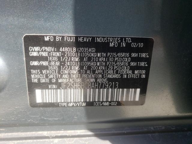 Photo 9 VIN: JF2SH6BC8AH779213 - SUBARU FORESTER X 