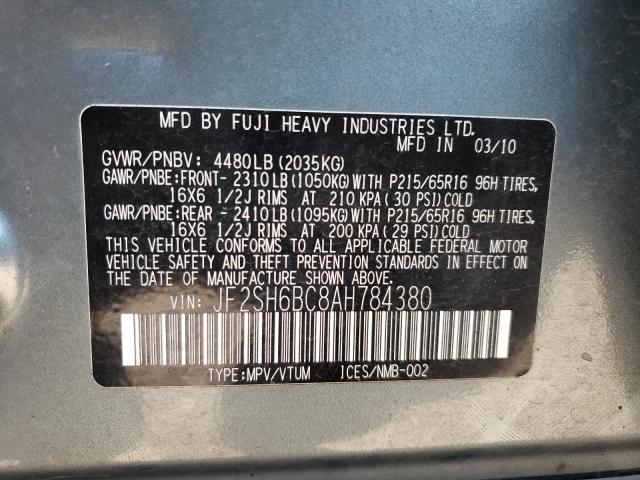 Photo 9 VIN: JF2SH6BC8AH784380 - SUBARU FORESTER X 