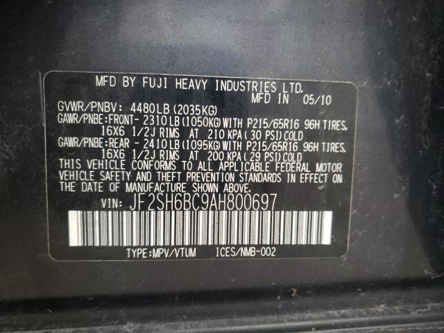 Photo 9 VIN: JF2SH6BC9AH800697 - SUBARU FORESTER X 