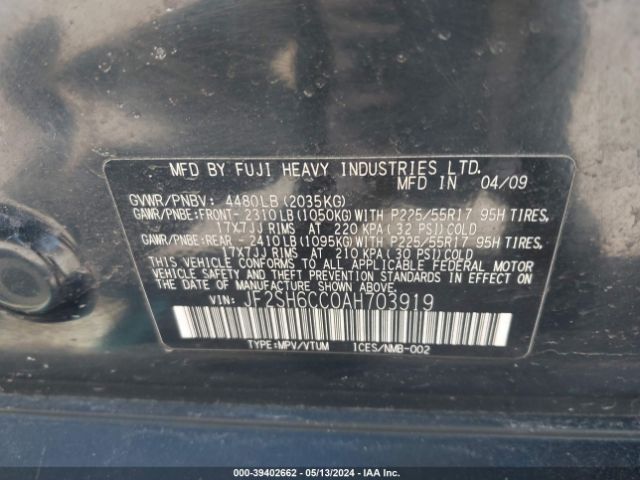 Photo 8 VIN: JF2SH6CC0AH703919 - SUBARU FORESTER 