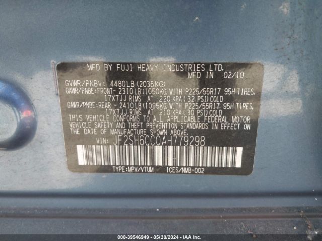 Photo 8 VIN: JF2SH6CC0AH779298 - SUBARU FORESTER 