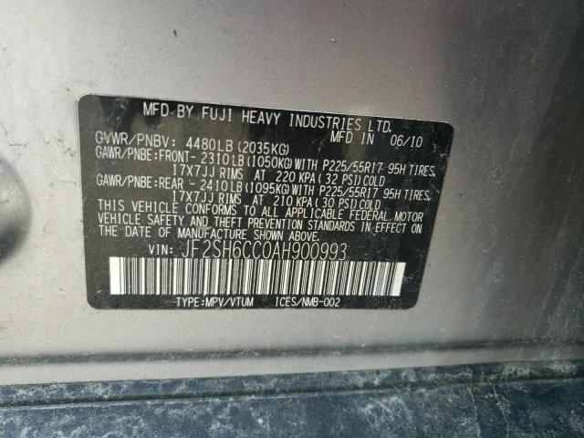 Photo 9 VIN: JF2SH6CC0AH900993 - SUBARU FORESTER 2 